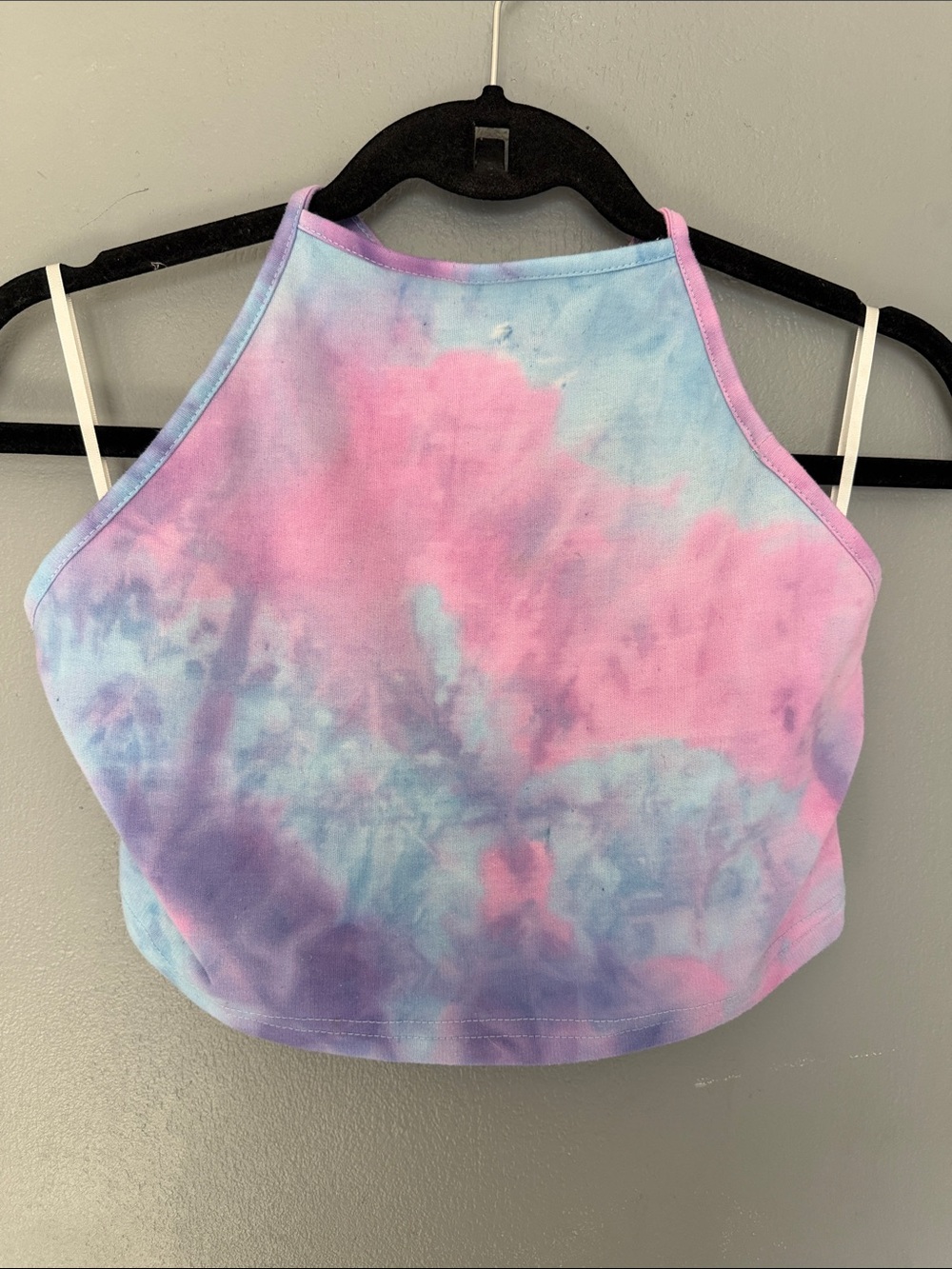 Women’s Y2K Hippie Festival Boho Pastel Tie-Dye Halter Crop Top Size Medium - Picture 1 of 3